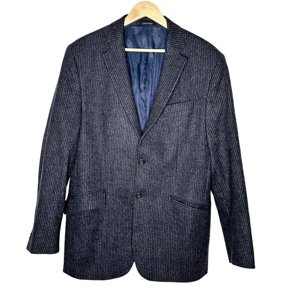 Banana Republic Men's 42R Italian Wool Blazer Charcoal Gray Striped Jacket EUC - Picture 1 of 9